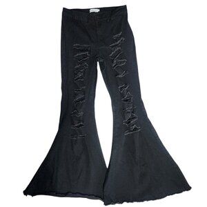 Rue21 - Black Ultra Distressed/Ripped Flared Bottom High-Rise Jeans - Size 13